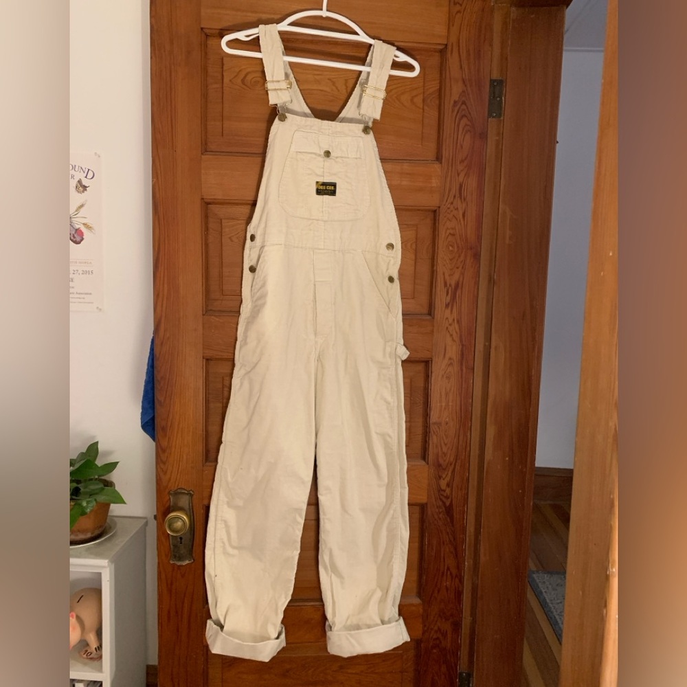 Vintage white corduroy overalls